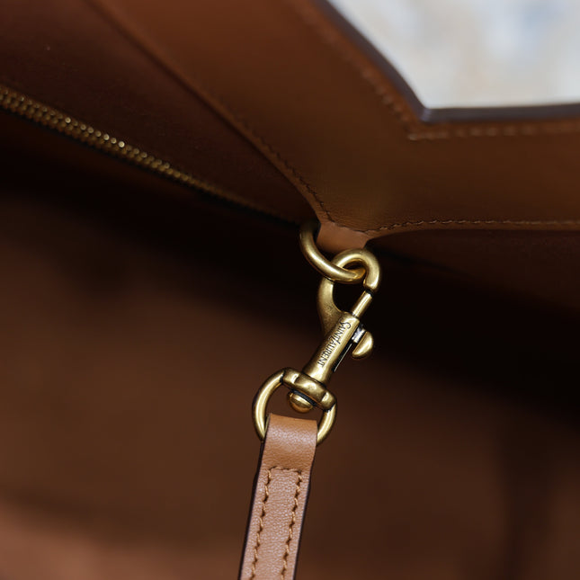 YSL 25S Y TOTE 50 IN BROWN BEIGE CANVAS AND CALFSKIN