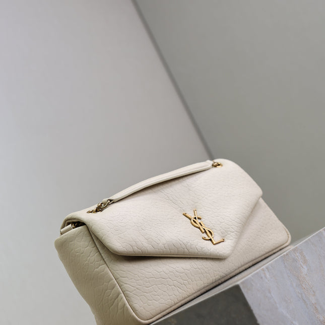 YSL 25S CALYPSO 30 IN IVORY GRAINED CALFSKIN GOLD HARDWRE