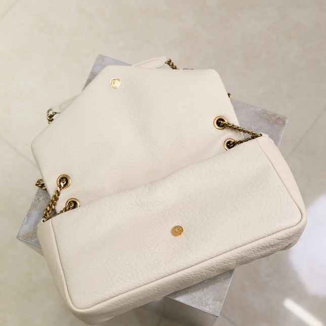 YSL 25S CALYPSO 30 IN IVORY GRAINED CALFSKIN GOLD HARDWRE
