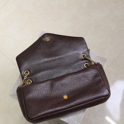 YSL 25S CALYPSO 30 IN DARK CHOCOLATE GRAINED CALFSKIN GOLD HARDWRE