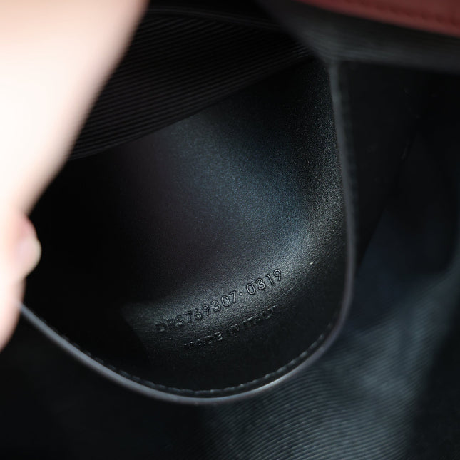 YSL 25S CASSANDRE LARGE ENVELOPE POUCH 29 IN DARK RUBY SHINY CALFSKIN GOLD HARDWRE