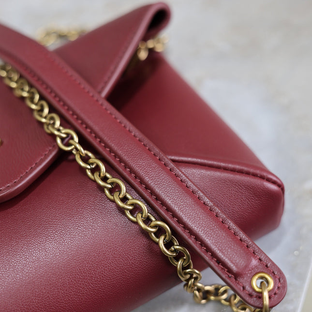 YSL 25S CALYPSO MINI 19 IN BURGUNDY CALFSKIN GOLD HARDWRE