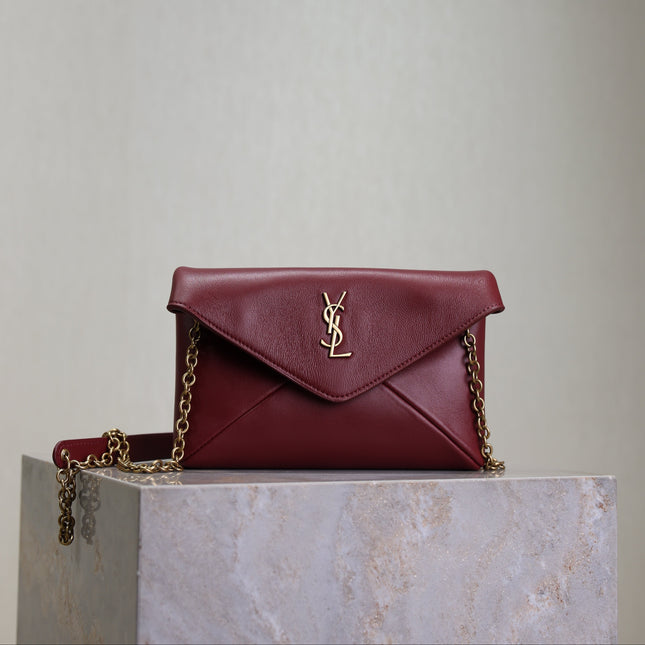 YSL 25S CALYPSO MINI 19 IN BURGUNDY CALFSKIN GOLD HARDWRE