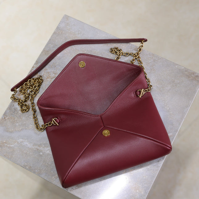 YSL 25S CALYPSO MINI 19 IN BURGUNDY CALFSKIN GOLD HARDWRE