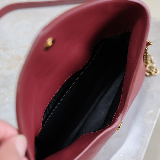 YSL 25S CALYPSO MINI 19 IN BURGUNDY CALFSKIN GOLD HARDWRE