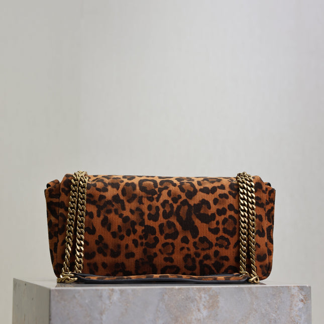YSL 25S CALYPSO HANDBAG 26 IN BROWN LEOPARD PRINT VELVET GOLD HARDWRE