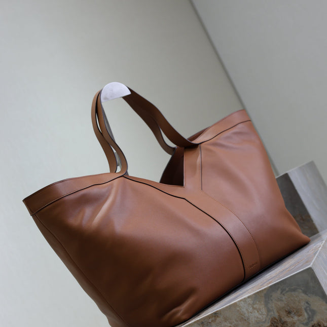 YSL 25S Y TOTE 50 IN CARAMEL CALFSKIN GOLD HARDWRE