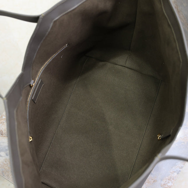 YSL 25S Y MAXI TOTE 50 IN MUTED CHARCOAL CALFSKIN GOLD HARDWRE