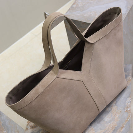 YSL 25S Y MAXI TOTE 50 IN DRY GRAIN SUEDE GOLD HARDWRE