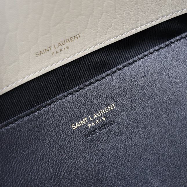 YSL 25S CASSANDRE ENVELOPE MESSENGER 35 IN BLANC VINTAGE LAMBSKIN GOLD HARDWRE