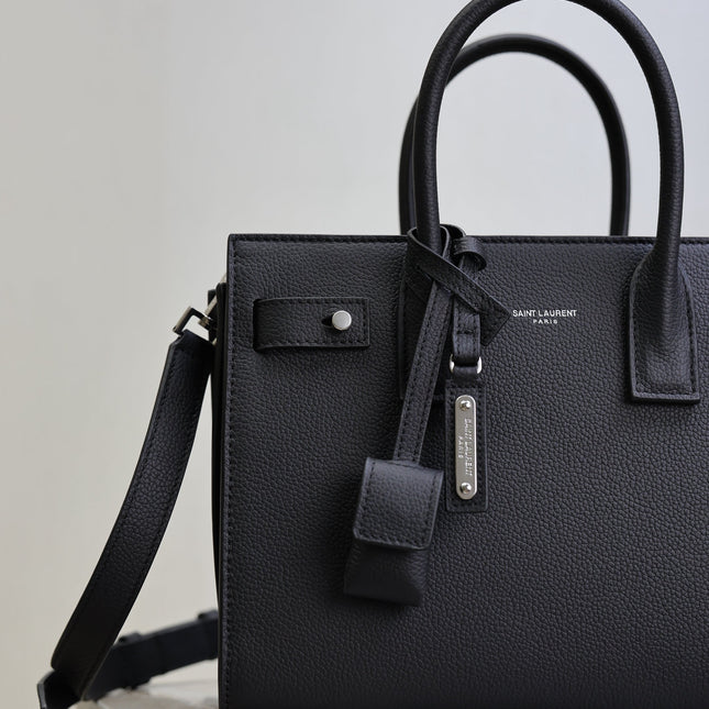 YSL 25S SAC DE JOUR MM 26 IN BLACK GRAINED CALFSKIN SILVER HARDWRE