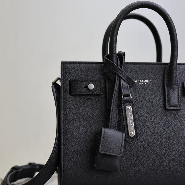 YSL 25S SAC DE JOUR 22 IN BLACK GRAINED CALFSKIN SILVER HARDWRE