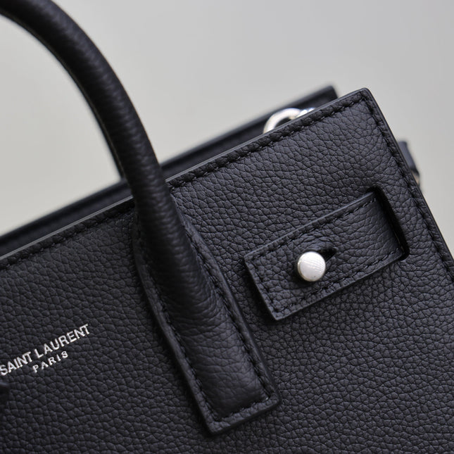 YSL 25S SAC DE JOUR 22 IN BLACK GRAINED CALFSKIN SILVER HARDWRE