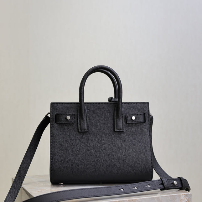 YSL 25S SAC DE JOUR 22 IN BLACK GRAINED CALFSKIN SILVER HARDWRE