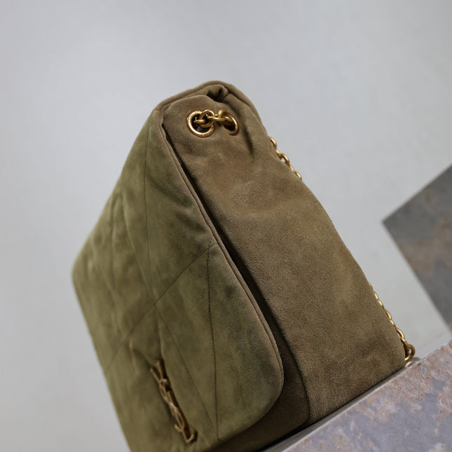 YSL 25S LARGE JAMIE 43 IN MUTED KHAKI SUEDE GOLD HARDWRE