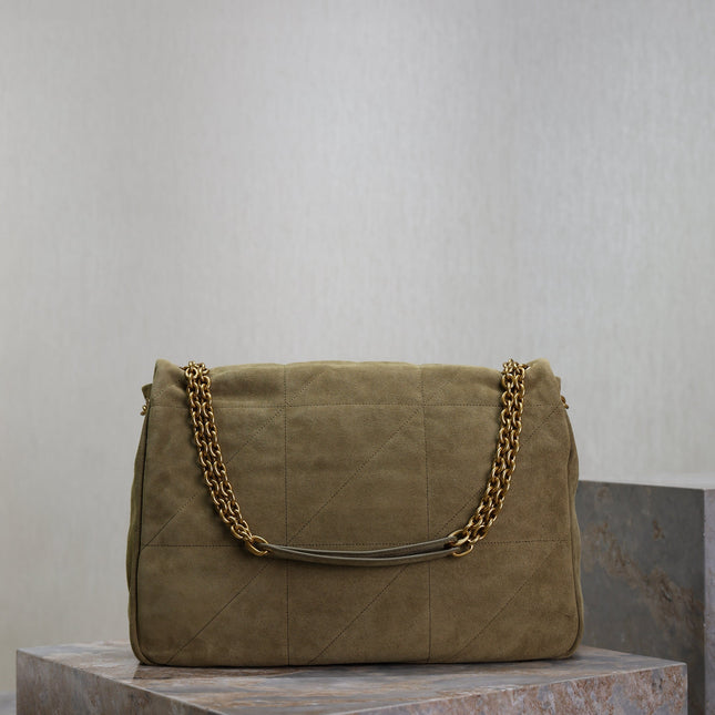 YSL 25S LARGE JAMIE 43 IN MUTED KHAKI SUEDE GOLD HARDWRE