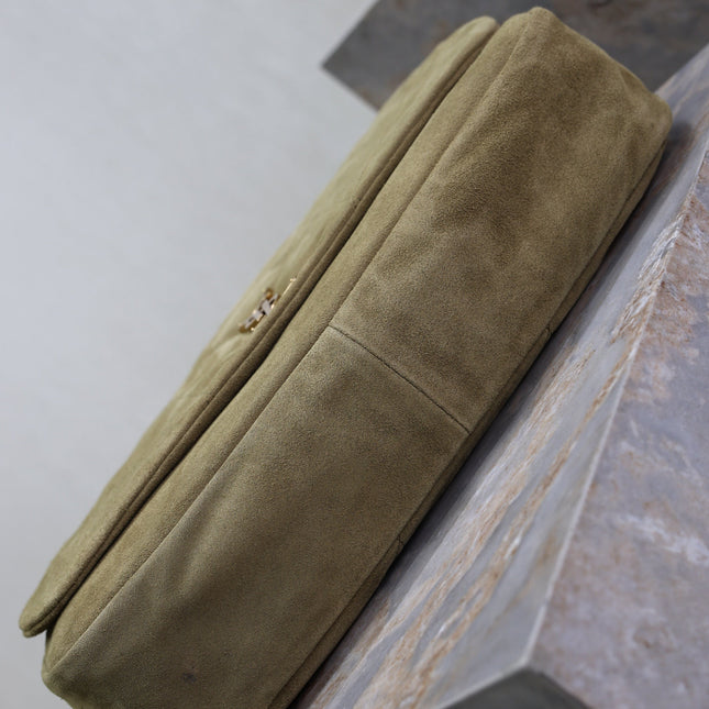 YSL 25S LARGE JAMIE 43 IN MUTED KHAKI SUEDE GOLD HARDWRE