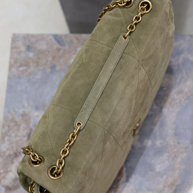 YSL 25S LARGE JAMIE 43 IN MUTED KHAKI SUEDE GOLD HARDWRE