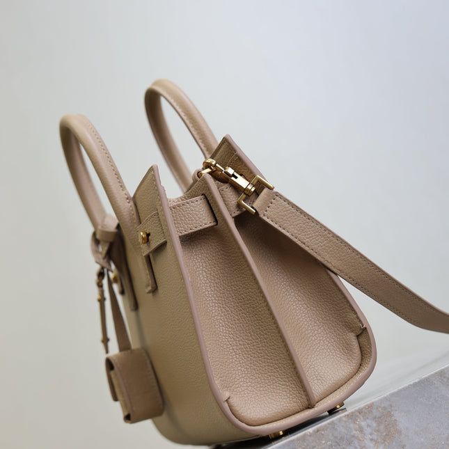 YSL 25S SAC DE JOUR 22 IN DARK BEIGE SUPPLE GRAINED CALFSKIN