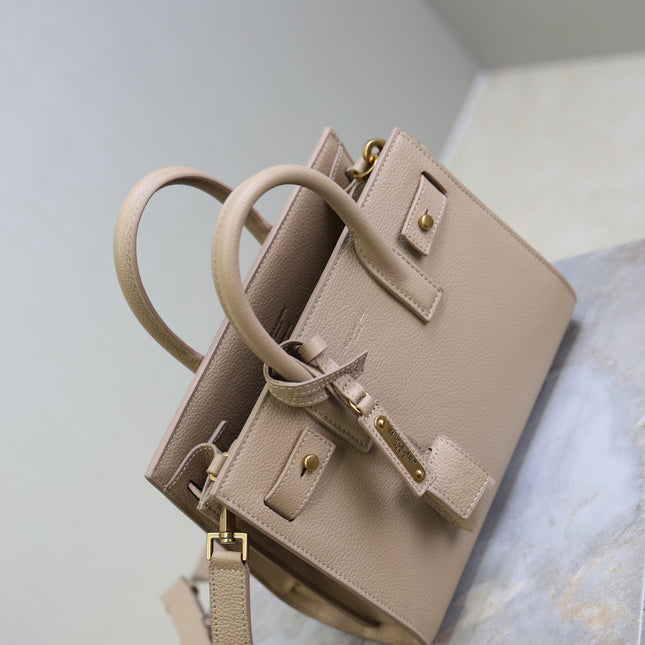 YSL 25S SAC DE JOUR 22 IN DARK BEIGE SUPPLE GRAINED CALFSKIN