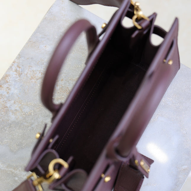 YSL 25S SAC DE JOUR 22 IN ROUGE CABERNET SUPPLE GRAINED CALFSKIN