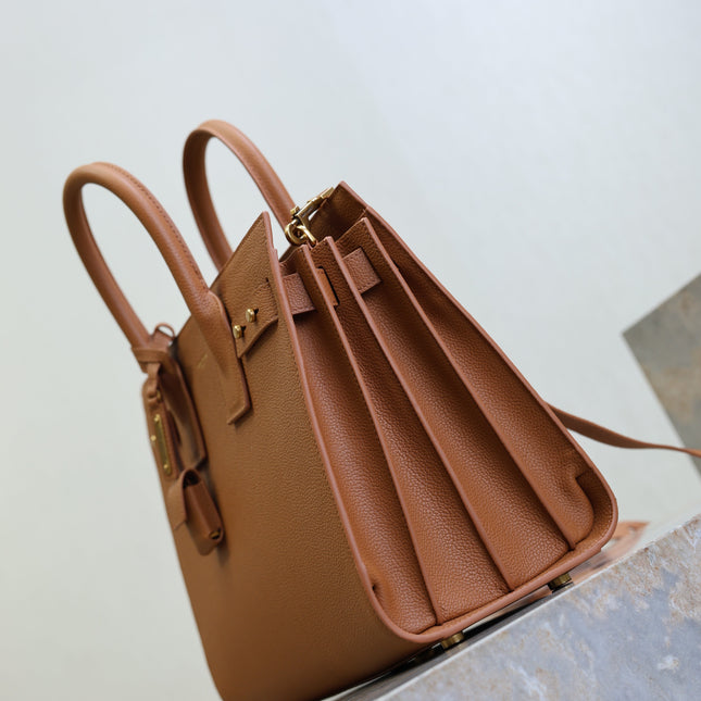 YSL 25S SAC DE JOUR GM 32 IN CHESTNUT BROWN SUPPLE GRAINED CALFSKIN