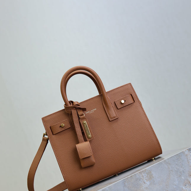 YSL 25S SAC DE JOUR MM 26 IN CHESTNUT BROWN SUPPLE GRAINED CALFSKIN