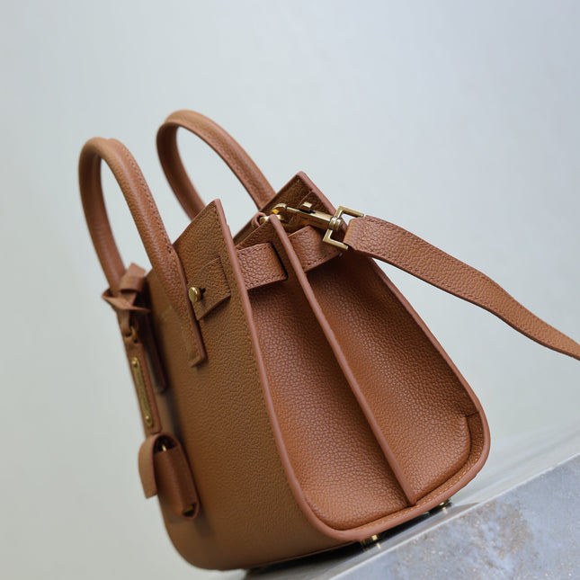 YSL 25S SAC DE JOUR MM 26 IN CHESTNUT BROWN SUPPLE GRAINED CALFSKIN