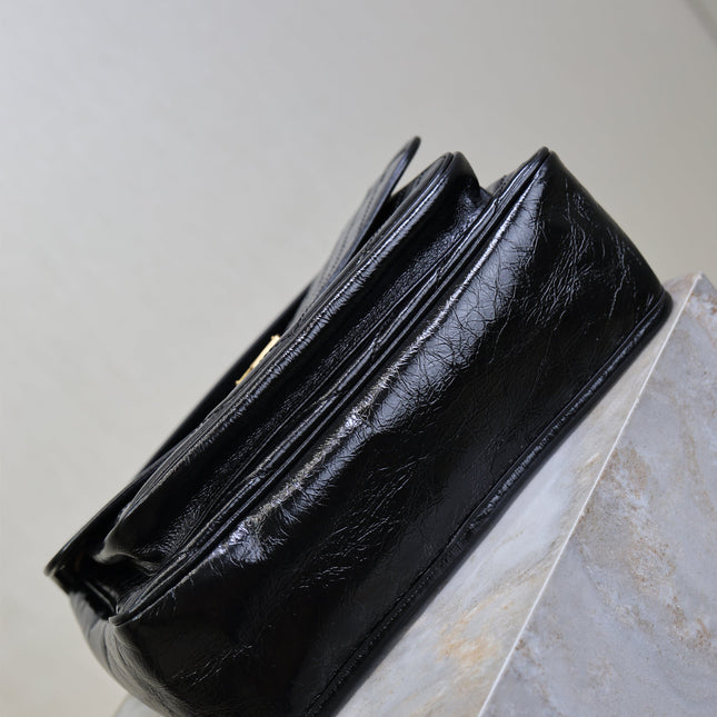YSL 25S NIKI GM BAG 32 IN BLACK GLOSSY CALFSKIN GOLD HARDWRE