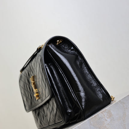 YSL 25S NIKI GM BAG 32 IN BLACK GLOSSY CALFSKIN GOLD HARDWRE