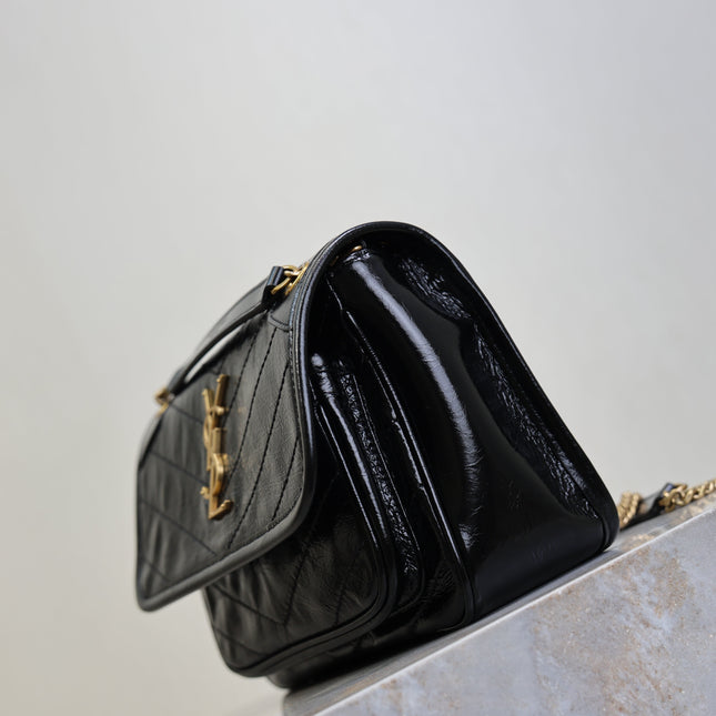 YSL 25S NIKI BAG 22 IN BLACK GLOSSY CALFSKIN GOLD HARDWRE