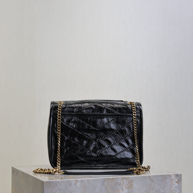 YSL 25S NIKI BAG 22 IN BLACK GLOSSY CALFSKIN GOLD HARDWRE