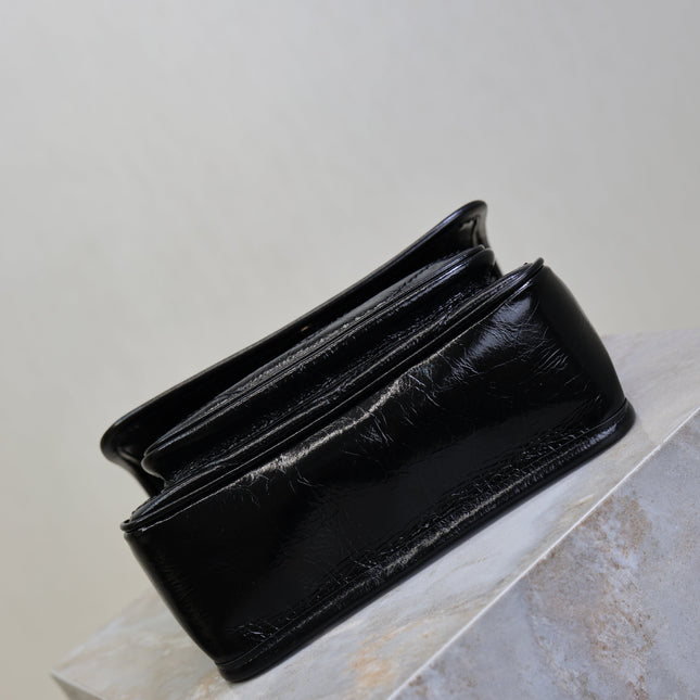 YSL 25S NIKI BAG 22 IN BLACK GLOSSY CALFSKIN GOLD HARDWRE