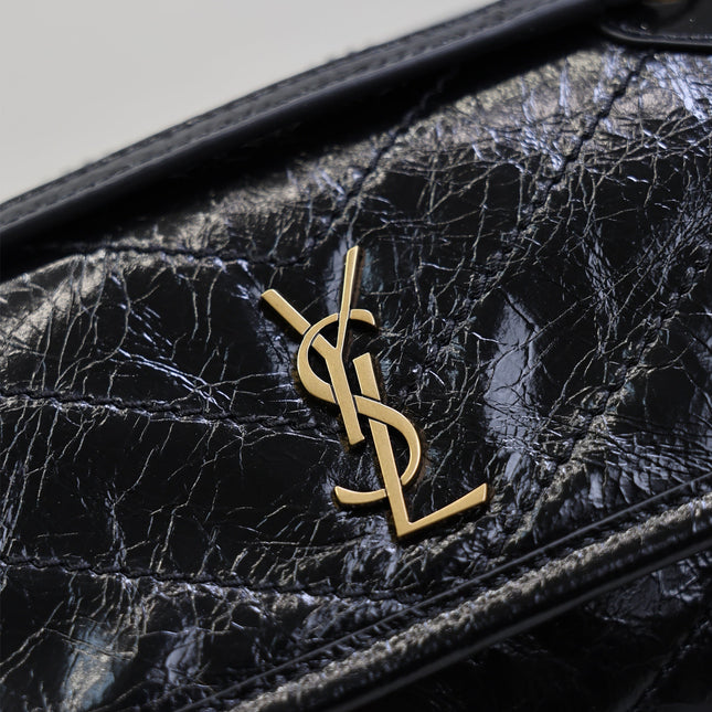 YSL 25S NIKI BAG 18 IN BLACK GLOSSY CALFSKIN GOLD HARDWRE