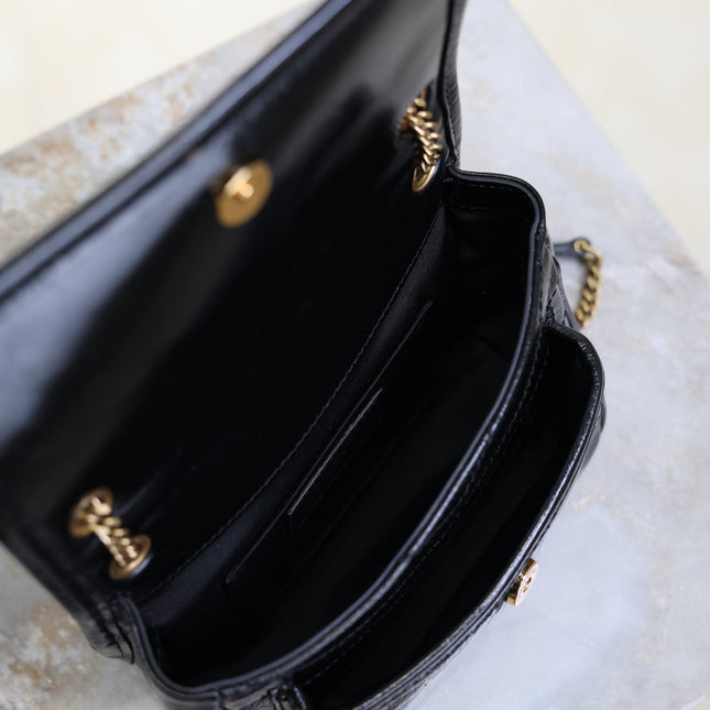 YSL 25S NIKI BAG 18 IN BLACK GLOSSY CALFSKIN GOLD HARDWRE