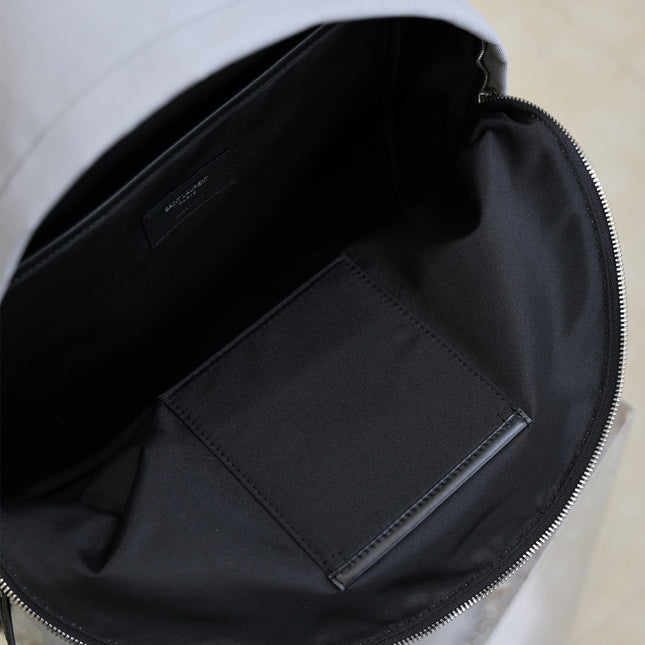 YSL 25S CITY BACKPACK 38 IN SLATE GRAY CANVAS AND CALFSKIN