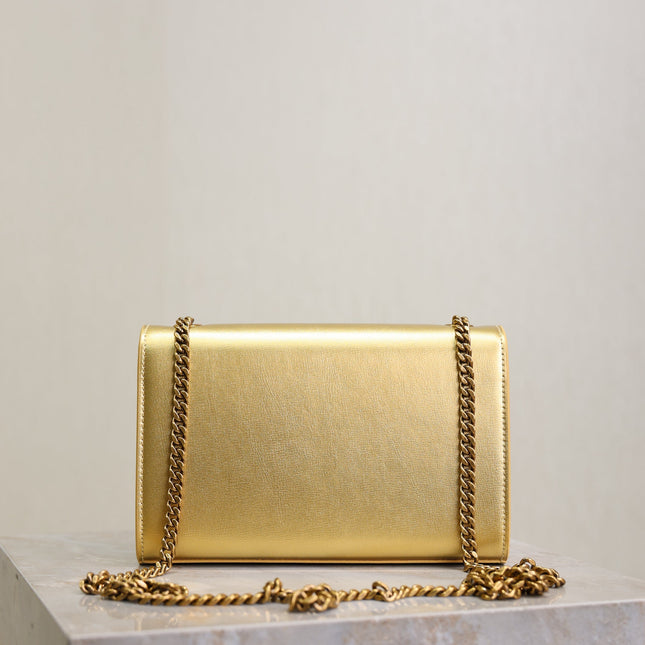 YSL 25S KATE BAG 20 IN GOLD METALLIC CALFSKIN GOLD HARDWRE
