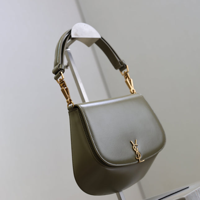 YSL 25S MINI VOLTAIRE 21 IN DEEP MUSK CALFSKIN SAINT LAURENT GOLD HARDWRE