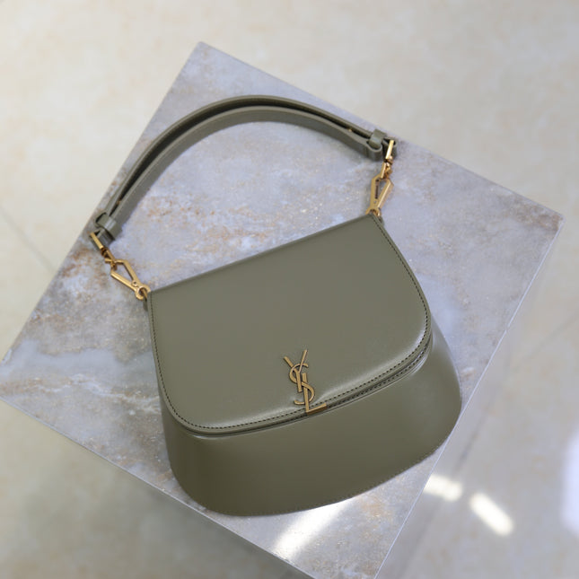 YSL 25S MINI VOLTAIRE 21 IN DEEP MUSK CALFSKIN SAINT LAURENT GOLD HARDWRE