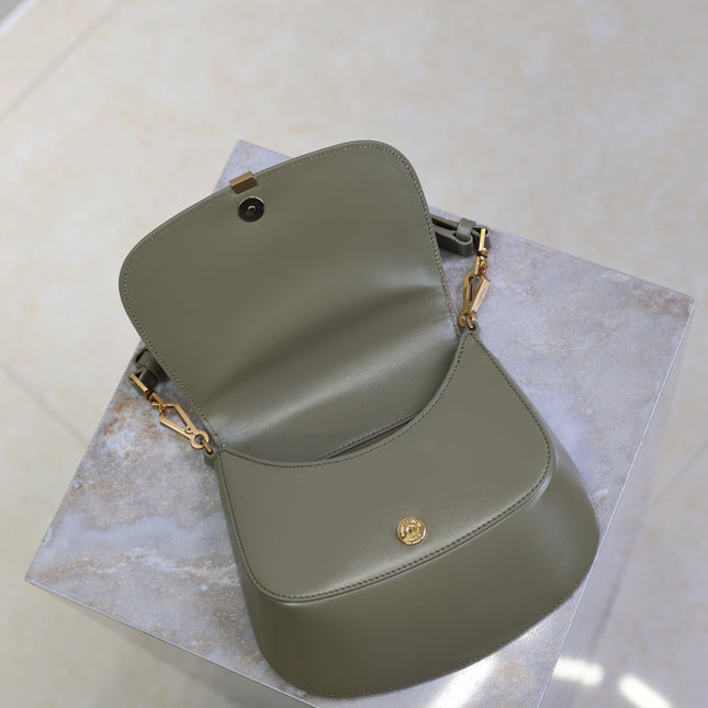 YSL 25S MINI VOLTAIRE 21 IN DEEP MUSK CALFSKIN SAINT LAURENT GOLD HARDWRE