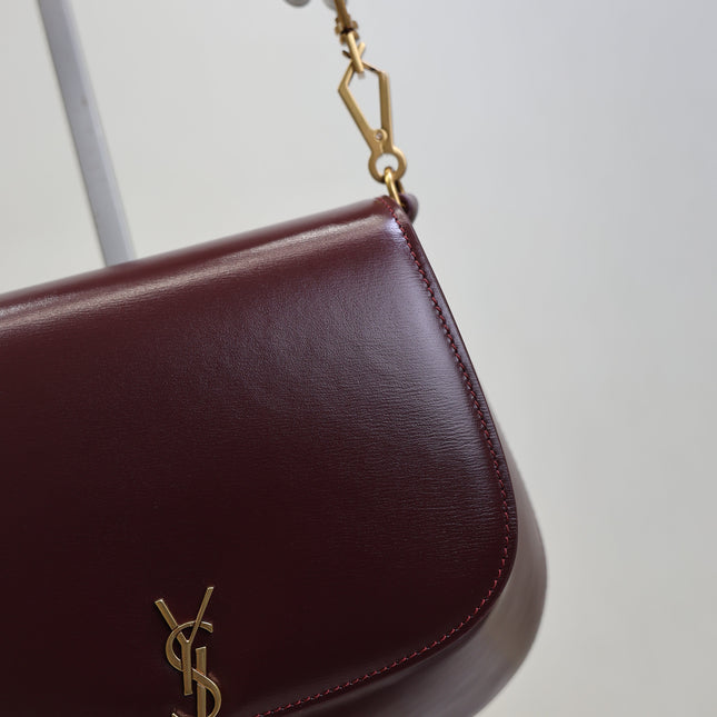YSL 25S MINI VOLTAIRE 21 IN ROUGE CABERNET CALFSKIN SAINT LAURENT GOLD HARDWRE