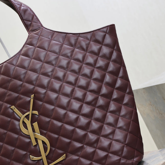 YSL 25S ICARE 27 IN ROUGE CABERNET QUILTED CALFSKIN GOLD HARDWRE
