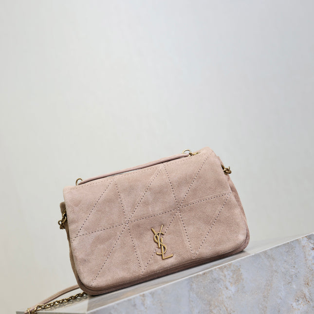 YSL 25S JAMIE 4.3 MINI 20 IN DUSTY ROSE BEIGE SUEDE GOLD HARDWRE