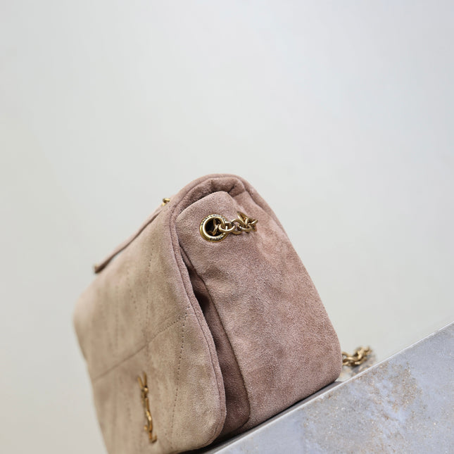 YSL 25S JAMIE 4.3 MINI 20 IN DUSTY ROSE BEIGE SUEDE GOLD HARDWRE