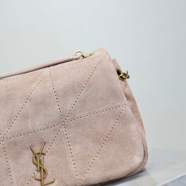 YSL 25S JAMIE 4.3 MINI 20 IN DUSTY ROSE BEIGE SUEDE GOLD HARDWRE