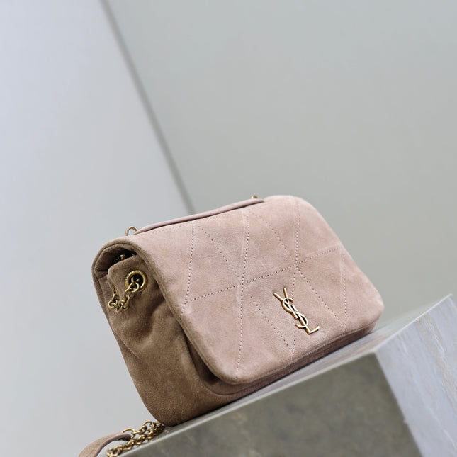 YSL 25S JAMIE 4.3 MINI 20 IN DUSTY ROSE BEIGE SUEDE GOLD HARDWRE