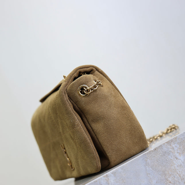 YSL 25S JAMIE 4.3 MINI 20 IN CARAMEL COGNAC SUEDE GOLD HARDWRE