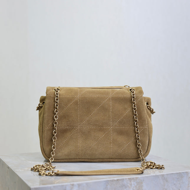 YSL 25S JAMIE 4.3 MINI 20 IN CARAMEL COGNAC SUEDE GOLD HARDWRE