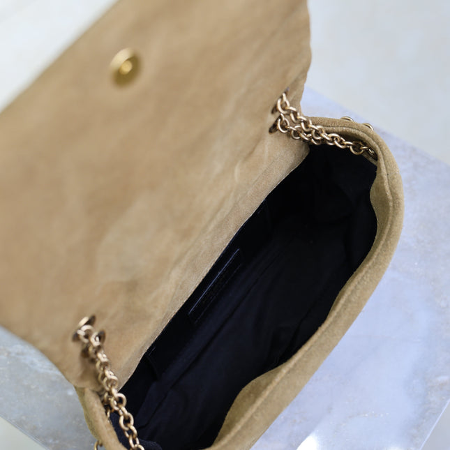 YSL 25S JAMIE 4.3 MINI 20 IN CARAMEL COGNAC SUEDE GOLD HARDWRE