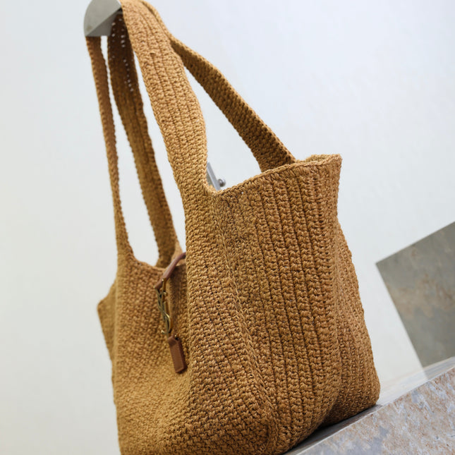 YSL 25S LE 5 À 7 BEA 50 IN NATURAL BROWN CORD AND CALFSKIN GOLD HARDWRE